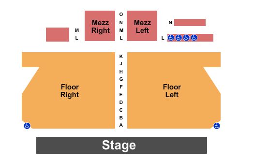 Seatmap for short north stage at garden theater - columbus