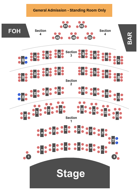 Seatmap for the showroom at casino arizona