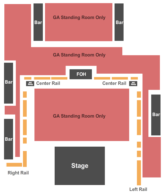 Seatmap for south side ballroom at gilley's