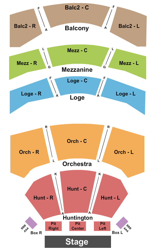 Seatmap for southern theatre