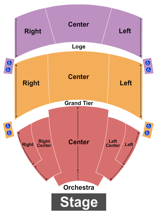 Seatmap for steven tanger center for the performing arts