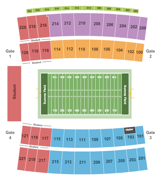 Seatmap for summa field at infocision stadium