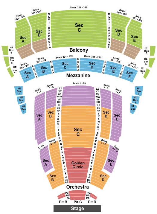 Seatmap for the buell theatre