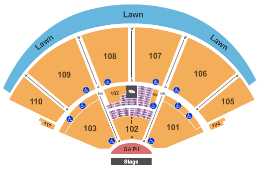 Seatmap for the cynthia woods mitchell pavilion