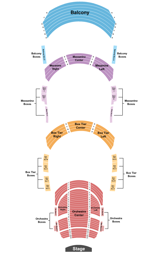 Seatmap for the fisher center for the performing arts