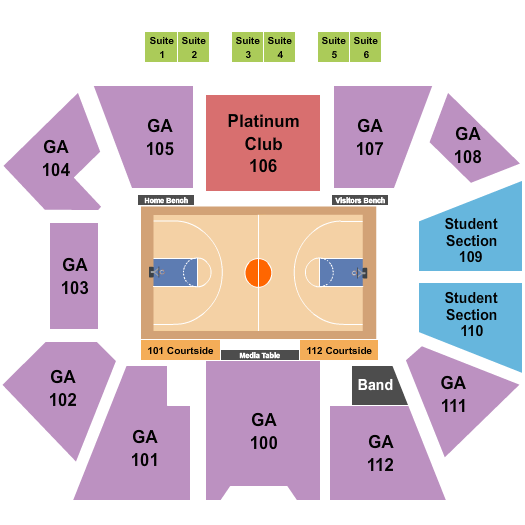 Seatmap for the legacy center at mcneese state university