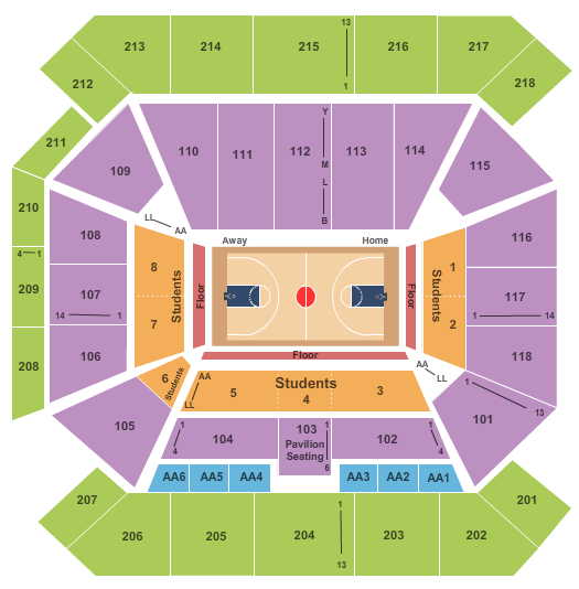Seatmap for the pavilion at ole miss