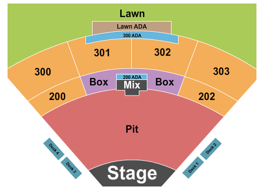 Seatmap for the pavilion at toyota music factory