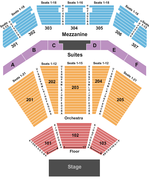 Seatmap for the venue at horseshoe casino