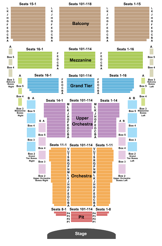 Seatmap for thelma gaylord pat at civic center music hall