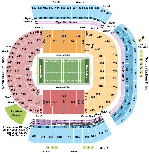 Seatmap for tiger stadium - baton rouge