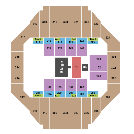 Seatmap for tony's pizza events center