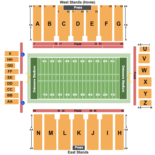 Seatmap for delaware stadium
