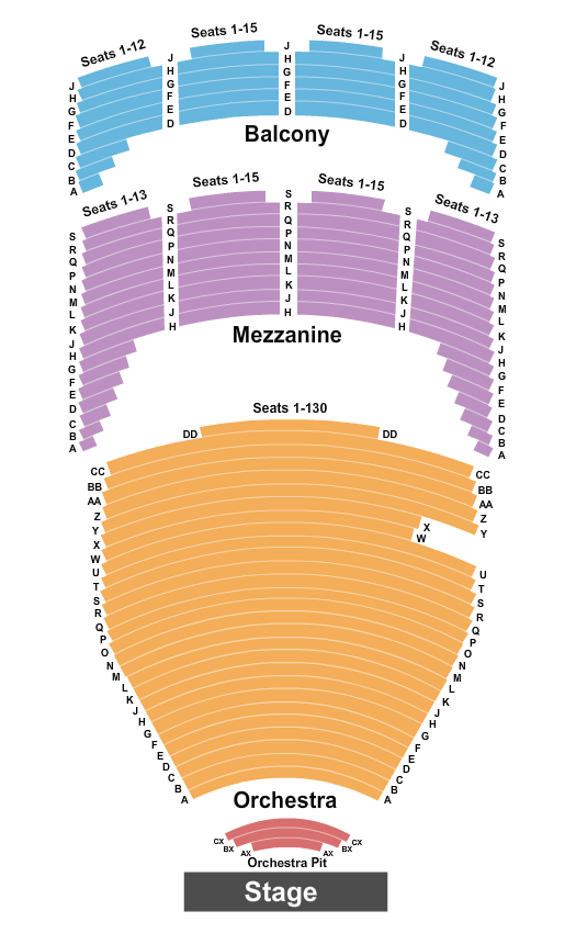 Seatmap for chapman music hall at tulsa performing arts center