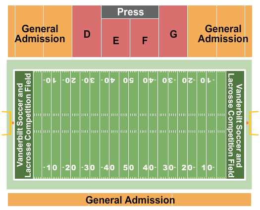Seatmap for vanderbilt soccer and lacrosse competition field