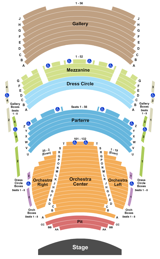 Seatmap for wagner noel performing arts center