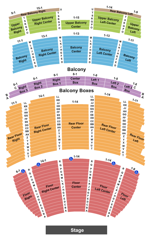 Seatmap for will rogers auditorium