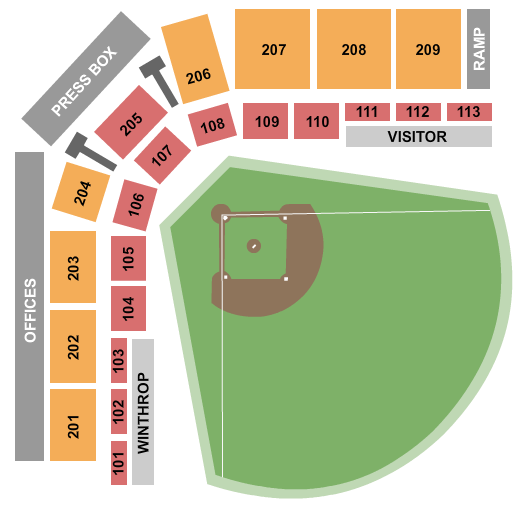 Seatmap for winthrop ballpark
