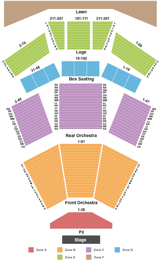 Filene Center Seating Chart With Seat Numbers
