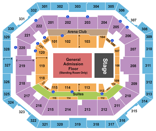 Seatmap for the yuengling center