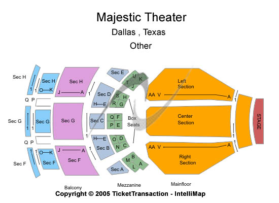 Majestic Theatre - Dallas Other Seating Chart