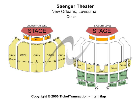Saenger Theatre - New Orleans Other Seating Chart