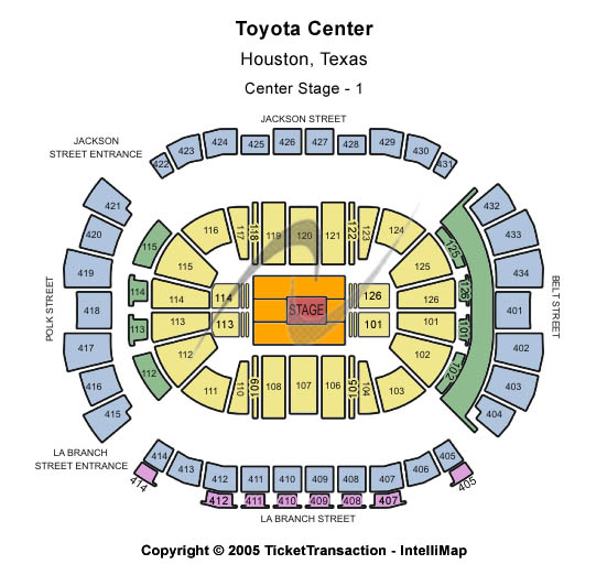 Toyota Center - TX Center Stage - 1 Seating Chart