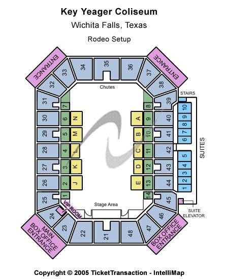 Kay Yeager Coliseum Rodeo Setup Seating Chart