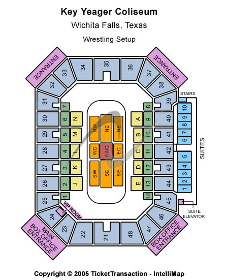 Kay Yeager Coliseum Wrestling Setup Seating Chart