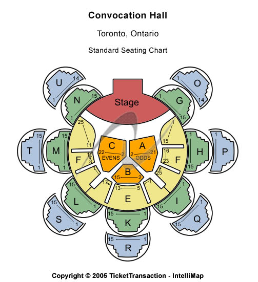 Convocation Hall - ON Standard Seating Chart Seating Chart