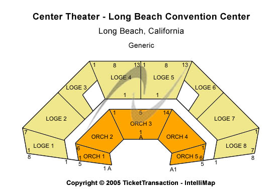Beverly O'Neill Theater at Long Beach Convention Center Generic Seating Chart