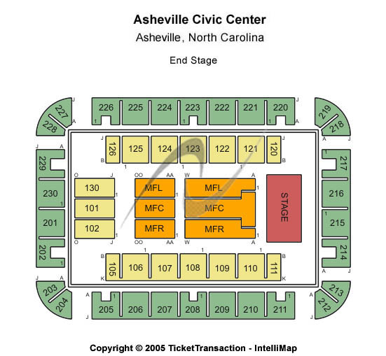 ExploreAsheville.com Arena at Harrah's Cherokee Center Standard Seating Chart