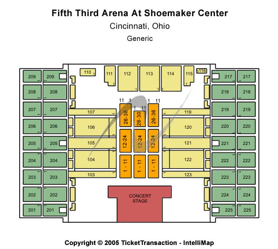 Fifth Third Arena Generic Seating Chart