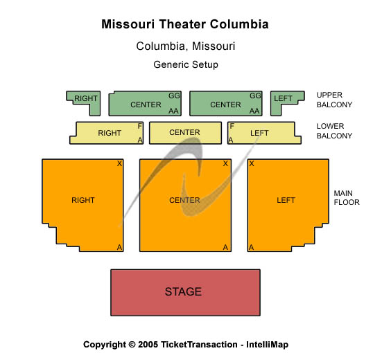 Missouri Theater - Columbia Generic Setup Seating Chart