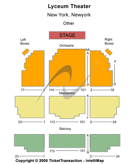 Lyceum Theatre - New York Other Seating Chart