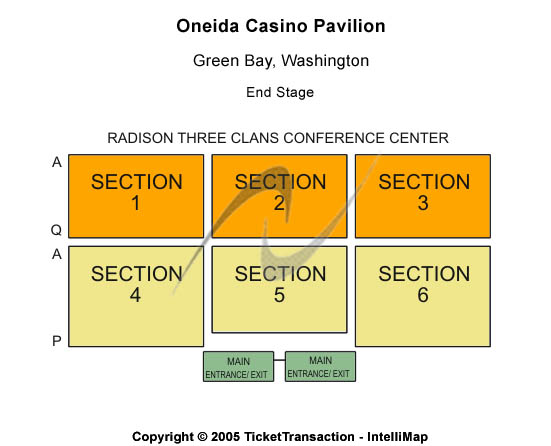 Oneida Casino Pavilion End Stage Seating Chart