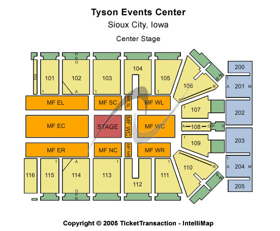 Tyson Events Center - Fleet Farm Arena Center Stage Seating Chart