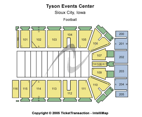 Tyson Events Center - Fleet Farm Arena Football Seating Chart