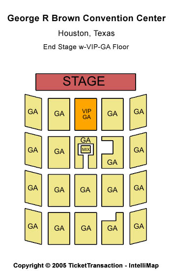 George R. Brown Convention Center End Stagew VIP GA Floor Seating Chart