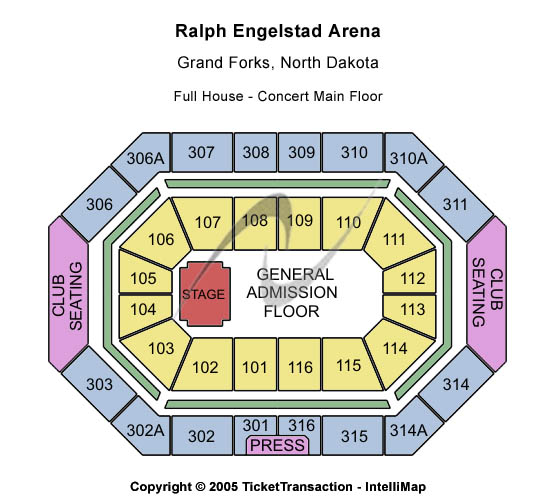 Ralph Engelstad Arena - ND Full House Concert-Main Floor Seating Chart