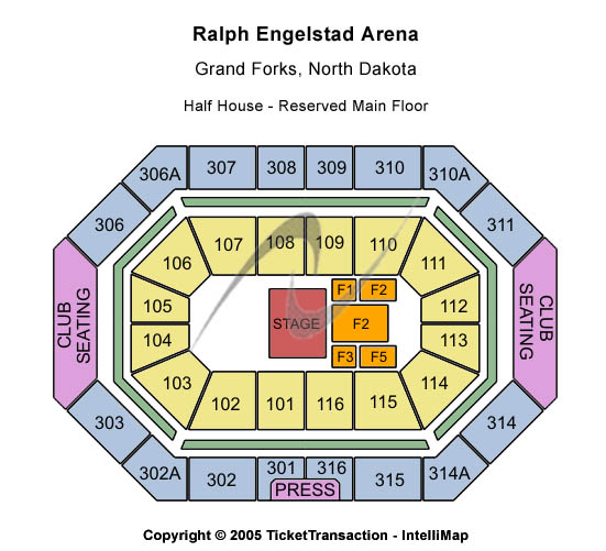 Ralph Engelstad Arena - ND Half House - Reserved Main Floor Seating Chart