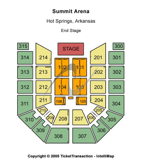 Bank of the Ozarks Arena End Stage Seating Chart