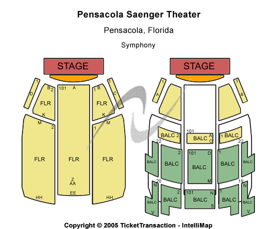 Saenger Theatre - FL T-Stage Seating Chart