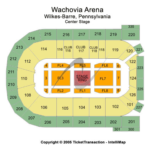 Mohegan Sun Arena at Casey Plaza Center Stage Seating Chart