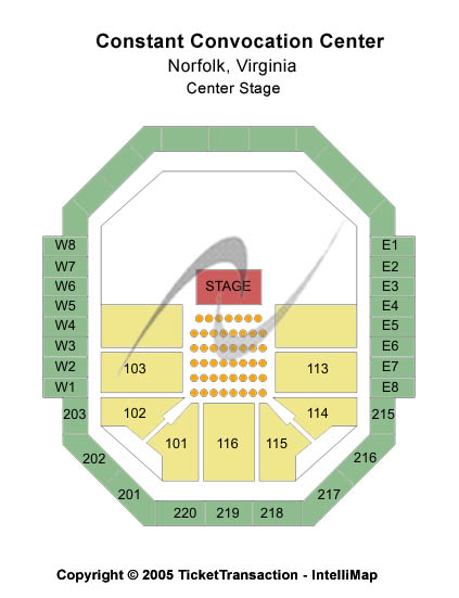 Chartway Arena at Ted Constant Convocation Center Center Stage Seating Chart