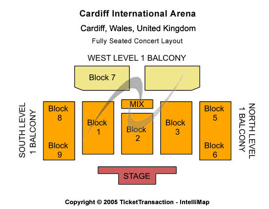 Utilita Arena Cardiff Fully Seated Concert Layout Seating Chart