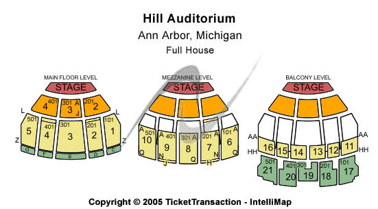 Hill Auditorium - Ann Arbor Other Seating Chart