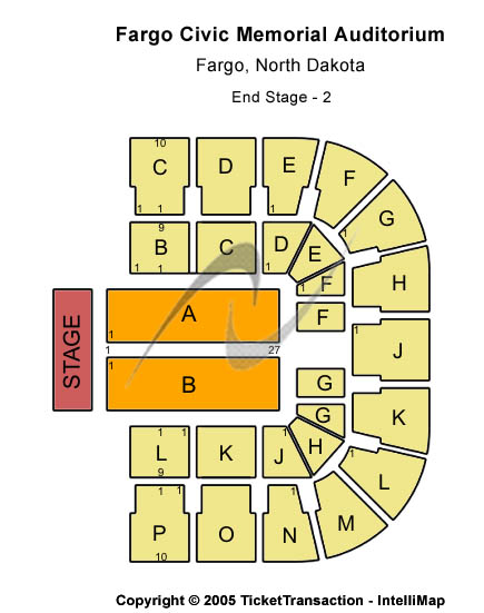 Fargo Civic Memorial Auditorium End Stage -2 Seating Chart