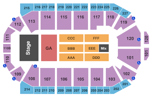 1stBank Center Chris Young Seating Chart