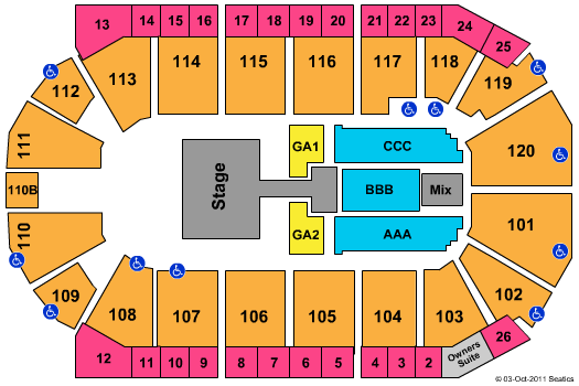 1stBank Center Dierks Bentley Seating Chart